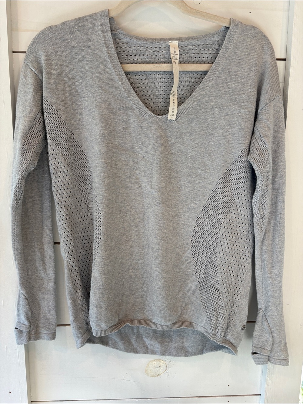 Lululemon Light Gray Still Movement v neck Sweater - Women Sz6